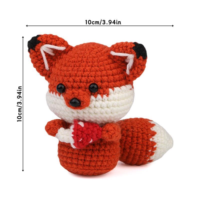 Fox Crochet Kit, 1 Set Crochet Starter Kit with Video Tutorial & Accessories, DIY Crochet Kit for Beginners, Crochet Accessories for Adults