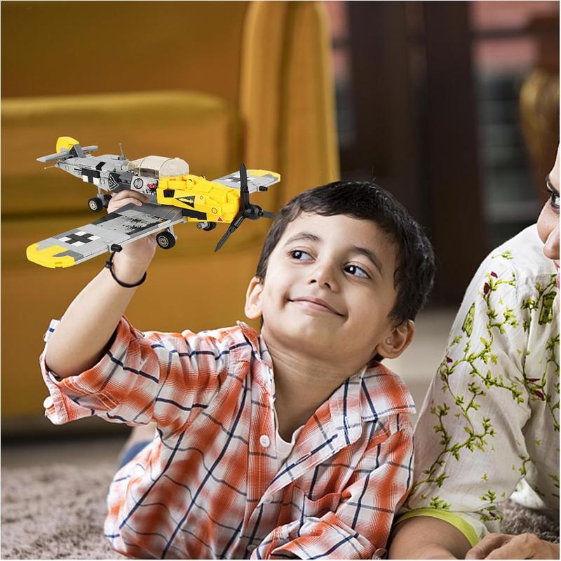 BF-109 Fighter Jet Plane Jet Building Set - Compatible with LEG0 7 Year Old boy, Military Airplanes Model, Gift for Boys Age 6 7 8 9 10 11 12 and WW2 Military SetCollectors & Enthusiasts