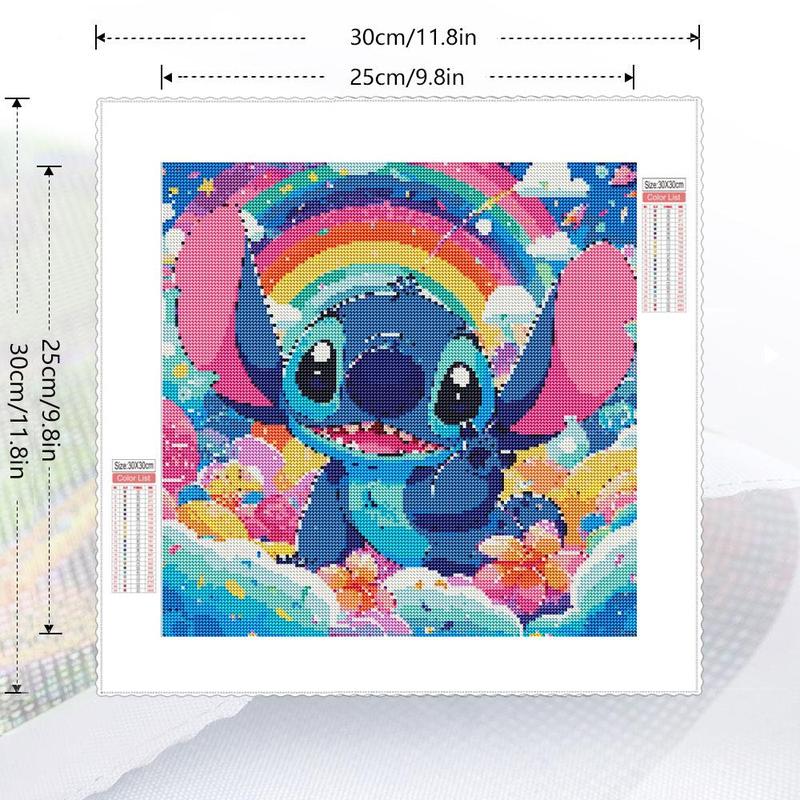 Cartoon Stitch Pattern DIY Diamond Arts Colorful Painting Kit without Frame, 1 Count DIY 5D Diamond Arts Colorful Painting for Bedroom Wall Decor