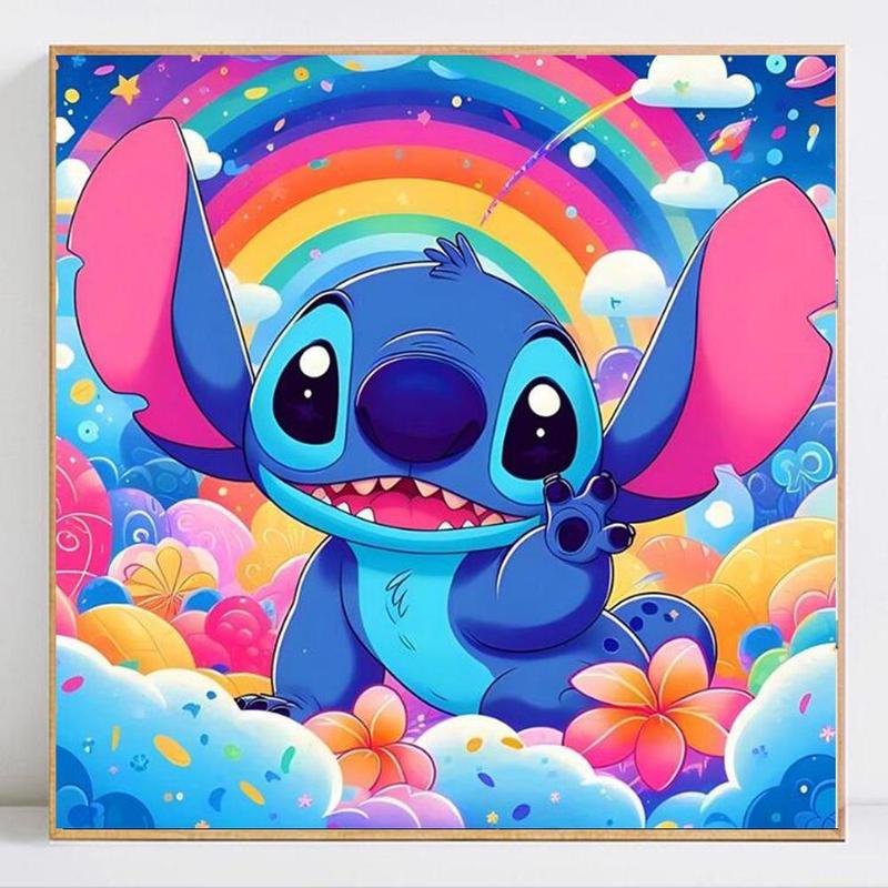 Cartoon Stitch Pattern DIY Diamond Arts Colorful Painting Kit without Frame, 1 Count DIY 5D Diamond Arts Colorful Painting for Bedroom Wall Decor