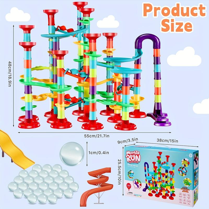 142pcs Large Marble Run Track Set - Colorful Building Blocks Game for Youngsters, Perfect Christmas or Birthday Gift, Marble Run, Building Blocks