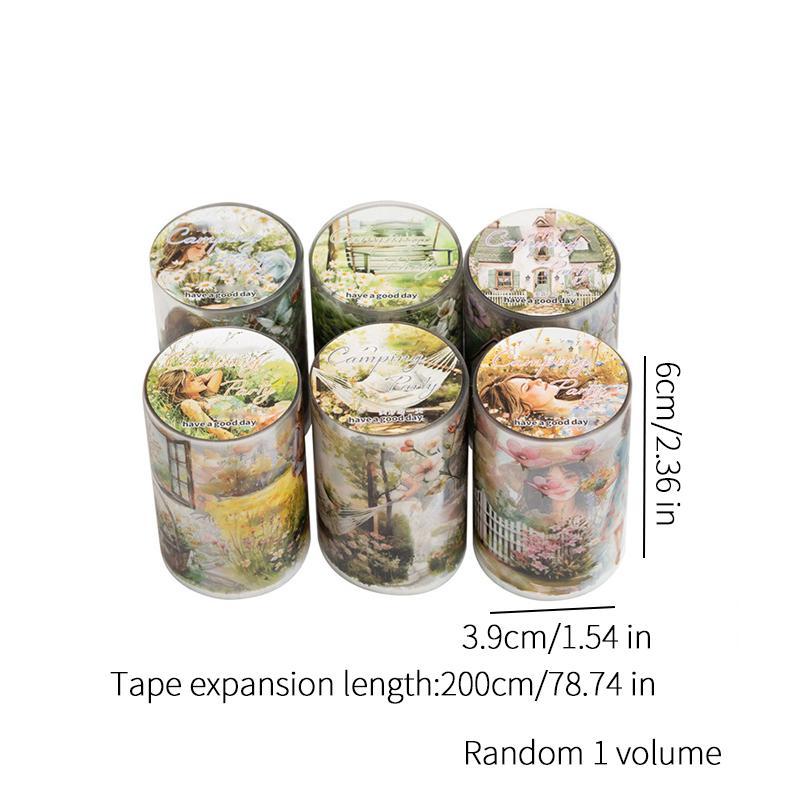 Random Color Watercolor Camping Trip Theme Decorative Tape, 1 Roll Creative DIY Diary Scrapbooking Stationery Masking Tape, Office Stationery & Supplies