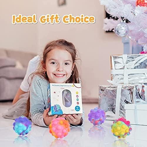 4-Pack 3D Pop Fidget Balls - Stress Relief Toys for Kids, Adults & Toddlers,