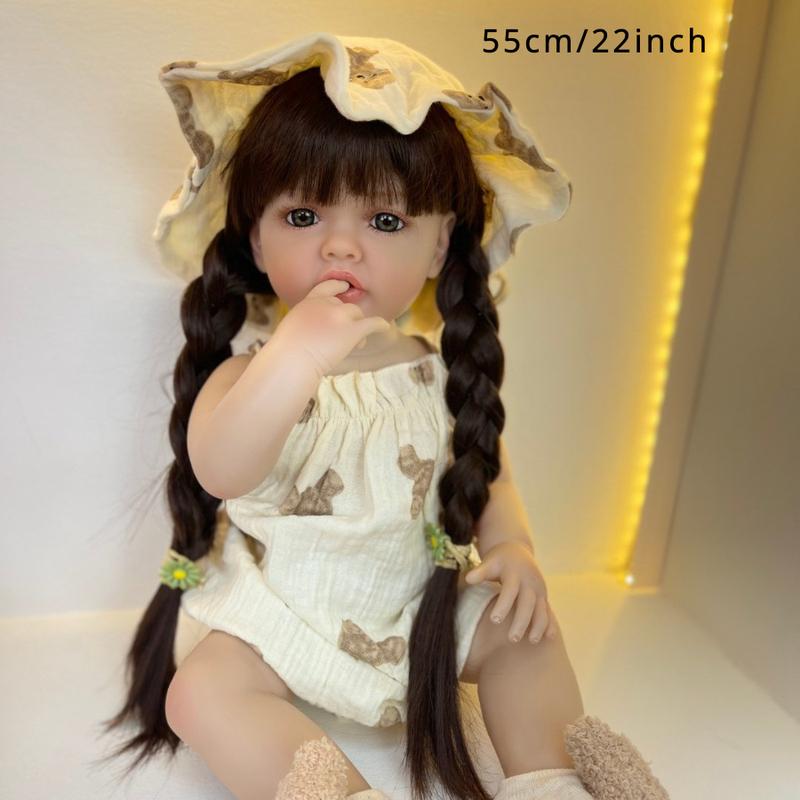 22-Inch Full Silicone Body Reborn Baby Girl Doll - Lifelike Toddler Doll for Girls, Bath Toy, Princess Play House Toy, Christmas and Halloween Gift