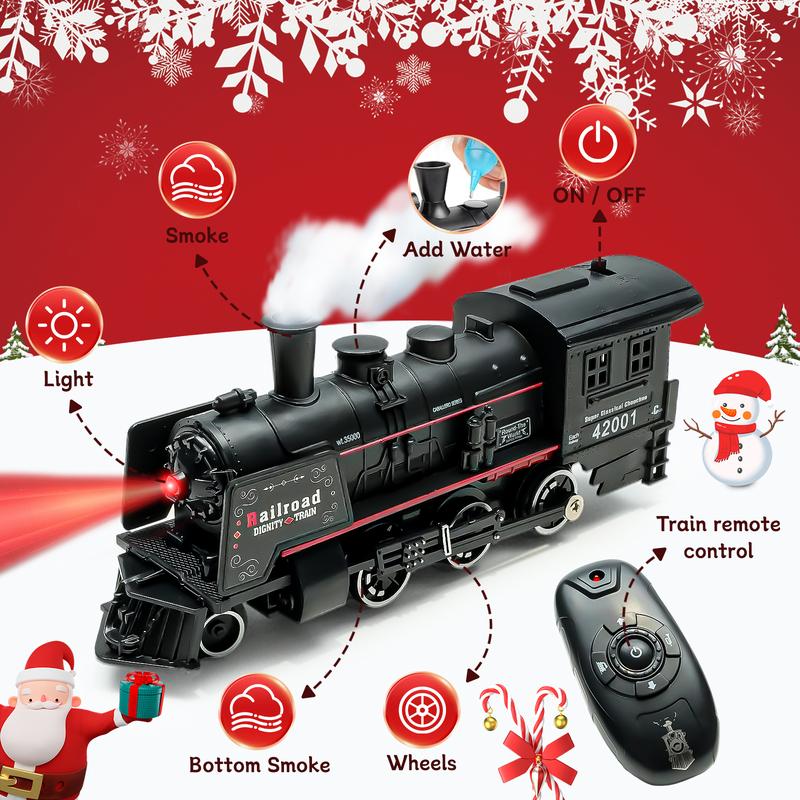 Electric Train Set for Kids, Battery-Powered Train Toys Include Locomotive Engine, 3 Cars and 12 Tracks, Classic Toy Train Set for 3 4 5 6 Years Old Boys Girls