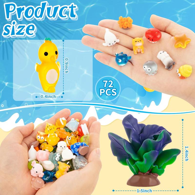 36Pcs Mini Ocean Resin Animals, Tiny Sea Animals Figurines, Axolotl Shark Turtle Resin Animals Figures for DIY Fish Tank Micro Fairy Garden Dollhouse Accessory