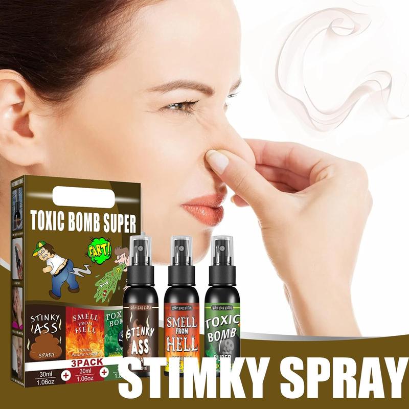 Stinky Fart Spray Set - 3 Scents of Non-Toxic 30ml Spray - Funny Prank Gift for Adults and Children