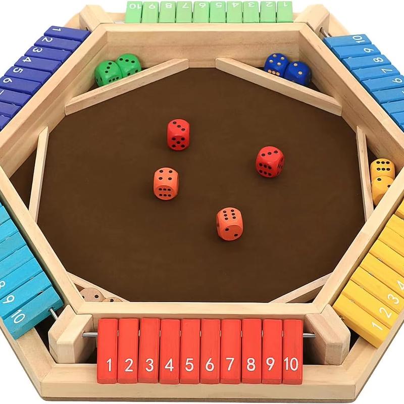 Wooden Board Dice Game with 14 Numbered Tiles - Classic Shut the Box Game + Durable Wood Design for Adults and Kids + Perfect for Parties, Family Fun, and Math Skill Development + Compact and Travel-Friendly