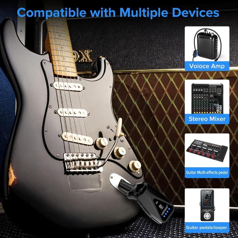 Wireless Guitar Transmitter Receivers, 2 Counts set Electric Guitar Amp, Electric Acoustic Instrument Bass Guitar Accessories, Stocking Fillers Gift