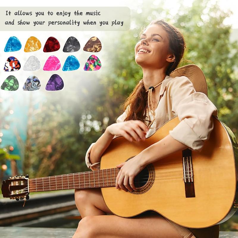 24 PCS Guitar Picks for Acoustic Electric Guitar, Thin Medium Heavy 3 Different Thickness Variety Pack Abstract Art Colorful Celluloid Guitar Pick Celluloid Includes 0.46mm, 0.71mm, 0.96mm(Boxed, Color Random)