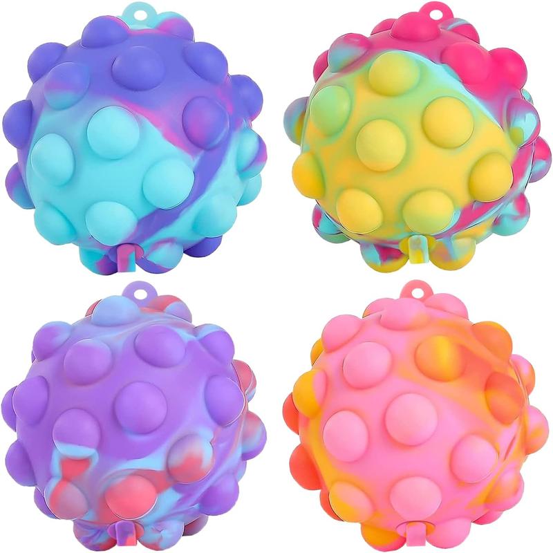 4-Pack 3D Pop Fidget Balls - Stress Relief Toys for Kids, Adults & Toddlers,