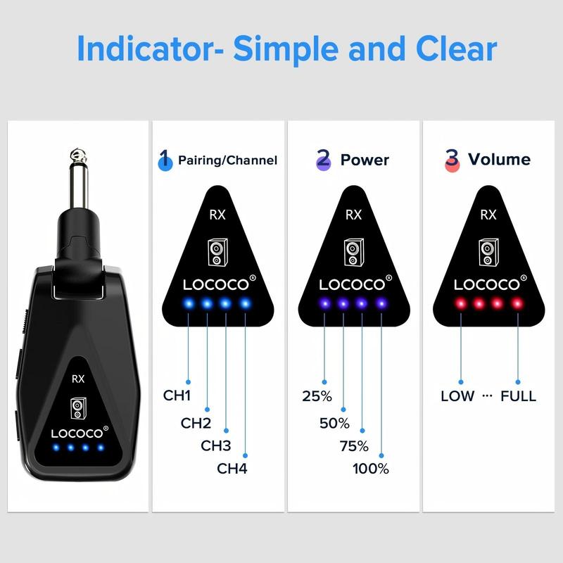 Wireless Guitar Transmitter Receivers, 2 Counts set Electric Guitar Amp, Electric Acoustic Instrument Bass Guitar Accessories, Stocking Fillers Gift