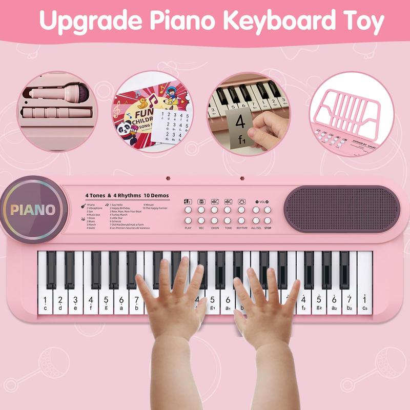 37-key Multifunctional Piano Toy, 1 Box Mini Music Keyboard Toy with Microphone, Educational Musical Instrument Toy for Girls