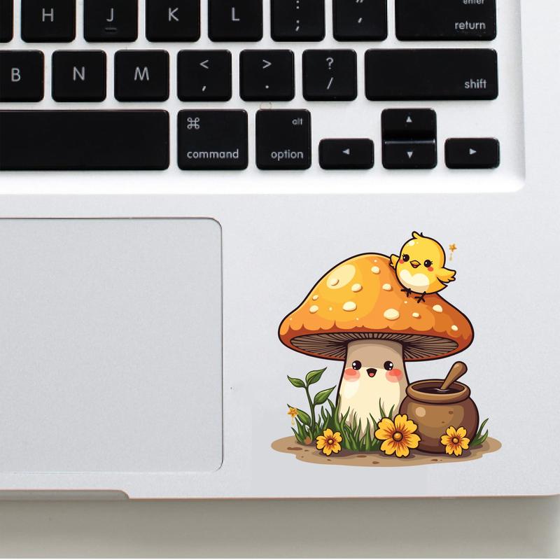 Cute Mushroom and Bird with Honey Kawaii Nature Flowers 2x2 inches Cut Out Sticker