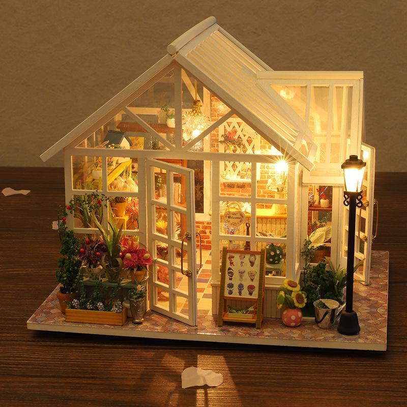 DIY 3D Wooden Book Nook Kit, Miniature House Model Kit, Creative Home Desktop Decoration for Birthday Festival Gifts