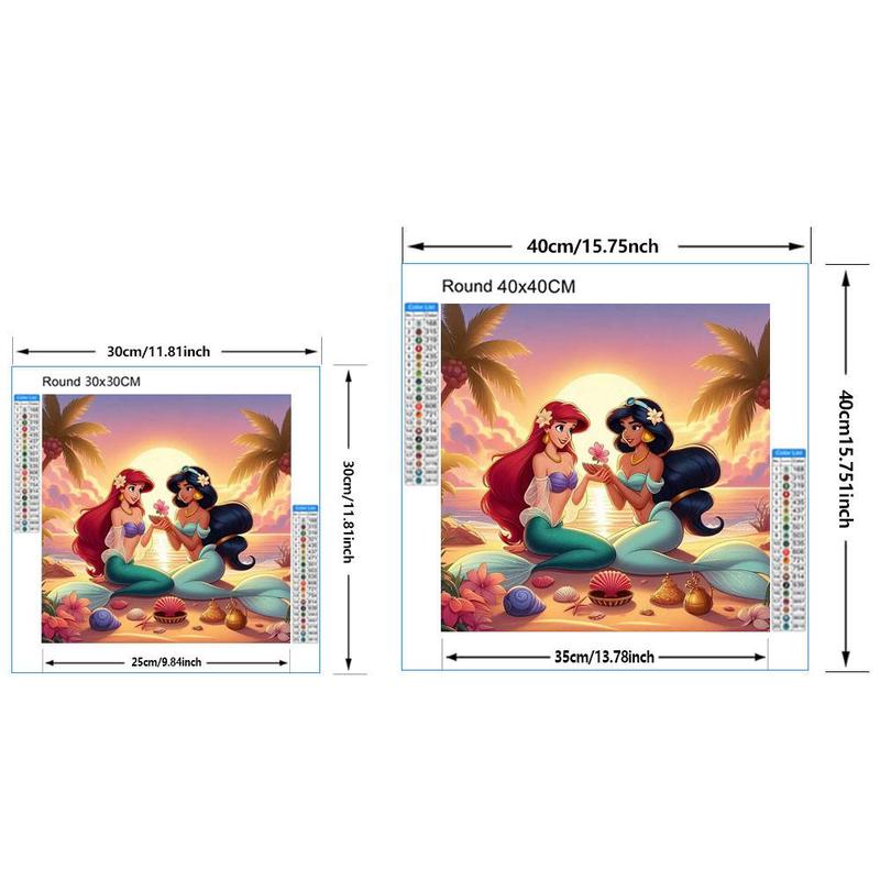 Disney Mermaid and Aladdin Girl Pattern DIY Diamond Arts Colorful Painting Kit without Frame, DIY 5D Diamond Art Colorful Painting for Home Bedroom Wall Decor