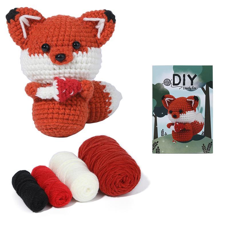 Fox Crochet Kit, 1 Set Crochet Starter Kit with Video Tutorial & Accessories, DIY Crochet Kit for Beginners, Crochet Accessories for Adults