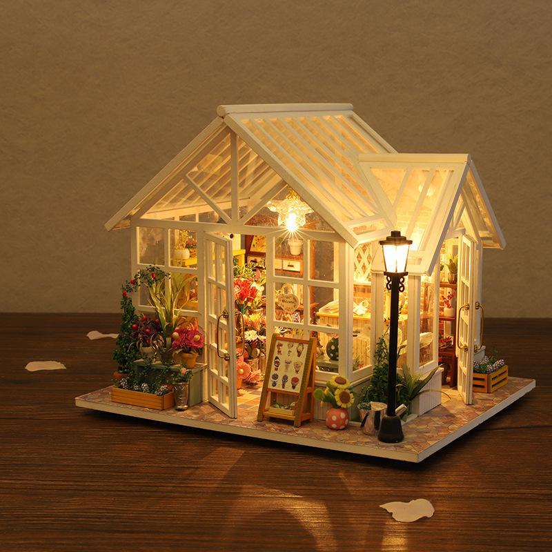 DIY 3D Wooden Book Nook Kit, Miniature House Model Kit, Creative Home Desktop Decoration for Birthday Festival Gifts