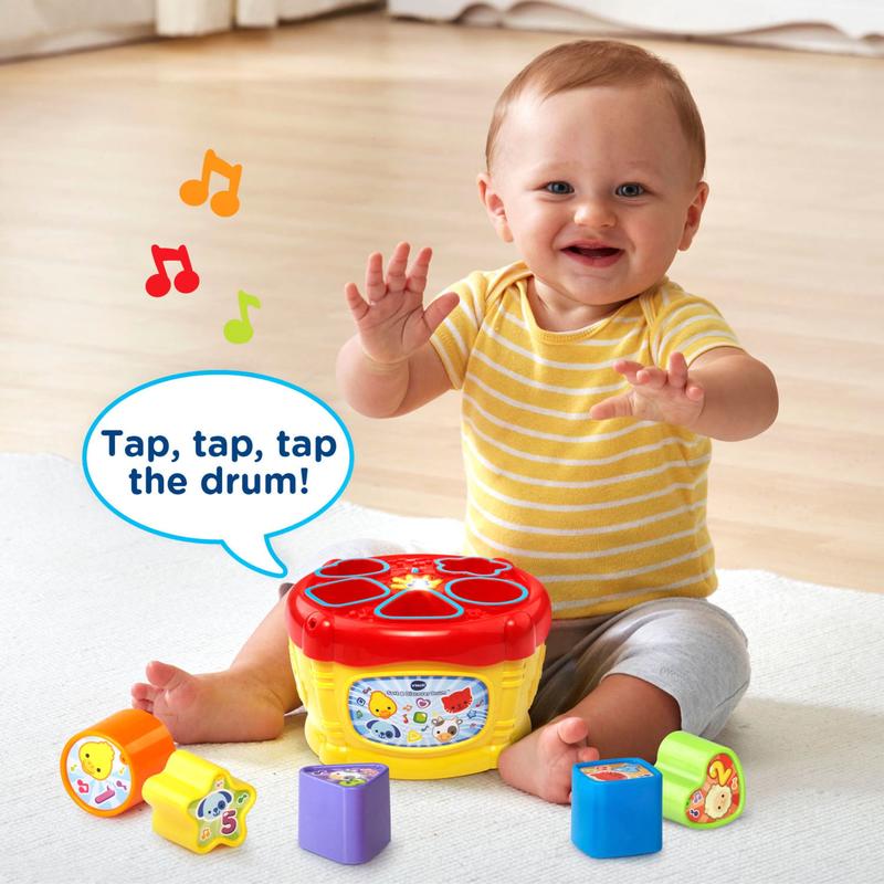 VTech Sort and Discover Drum Toy Musical Instruments with Accessories Included, Baby and Toddler Toys