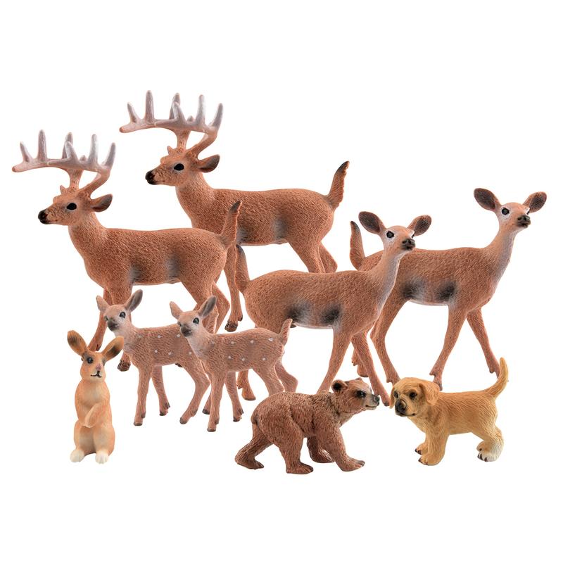 9Pcs Woodland Animals Set, Forest Animals Figure Deer, Dog, Rabbit, Bear Toys Figure for Christmas Decorations Kids Toys