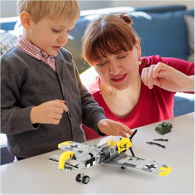 BF-109 Fighter Jet Plane Jet Building Set - Compatible with LEG0 7 Year Old boy, Military Airplanes Model, Gift for Boys Age 6 7 8 9 10 11 12 and WW2 Military SetCollectors & Enthusiasts