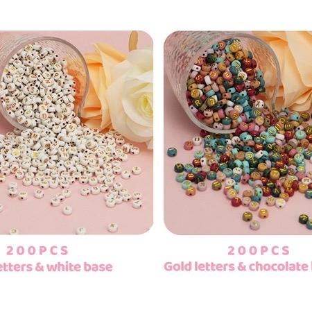 1400pcs 6 Colors Alphabet Beads for Jewelry Making Kit with Letter, Number, Heart and Smiley Face Beads for Bracelets Making