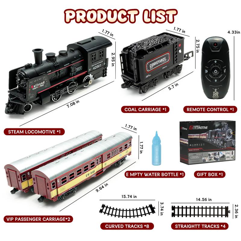 Electric Train Set for Kids, Battery-Powered Train Toys Include Locomotive Engine, 3 Cars and 12 Tracks, Classic Toy Train Set for 3 4 5 6 Years Old Boys Girls