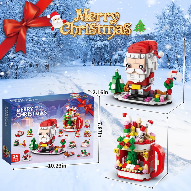 Santa Claus figurine snowman building block children's assembled building block puzzle toy set gift, Christmas gift