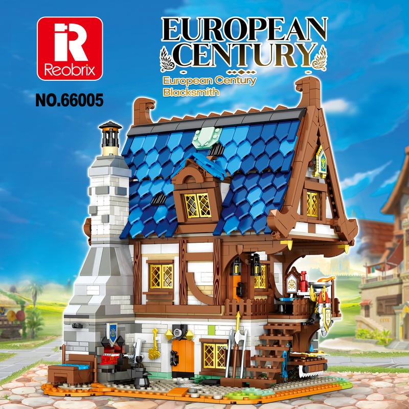 Reobrix Medieval Blacksmith Shop Building Set，Retro Design Building Toy Birthday for Kid Aged 6+.（2366PCS）