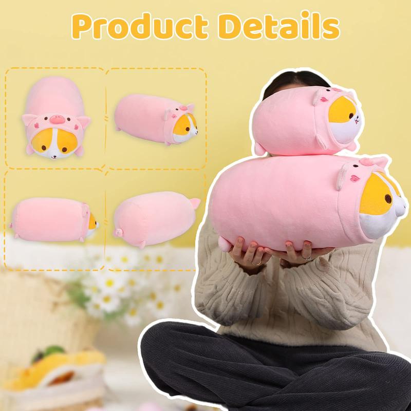 Cute Pig Corgi Plush Pillow 8” Piggy Shiba Inu Stuffed Animal, Soft Kawaii Corgi with Pig Outfit Costume, Hugging Plush Squishy Pillow Toy Gifts