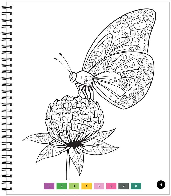 Brain Games - Color by Number: Butterflies Spiral-bound