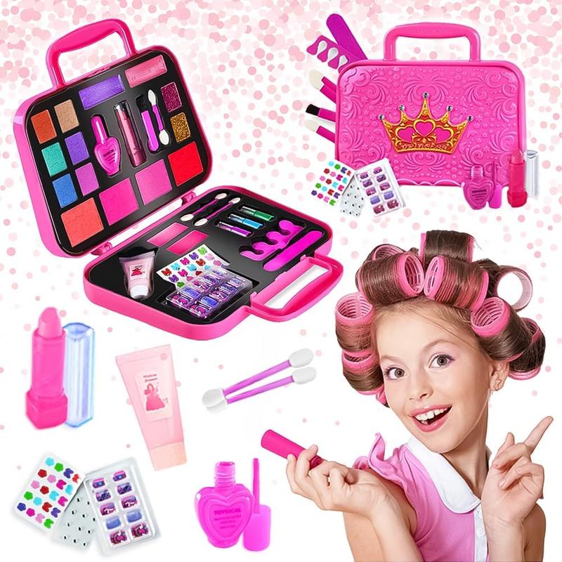 Kids Makeup Kit for Girl - Real, Non Toxic Makeup for Kids kit with Remover, Washable Toddler Makeup Kit - Princess Birthday Gift Pretend Play Makeup for Ages 3 4 5 6 7 8 9 10 Years Old