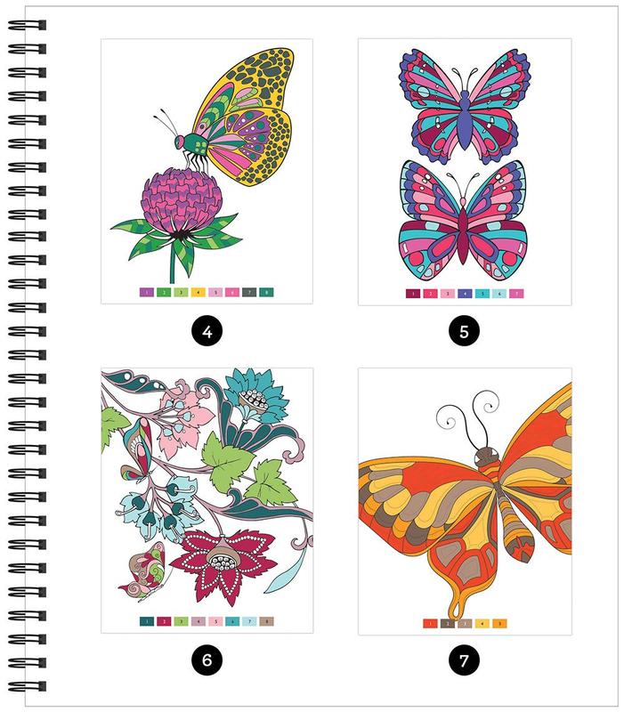 Brain Games - Color by Number: Butterflies Spiral-bound