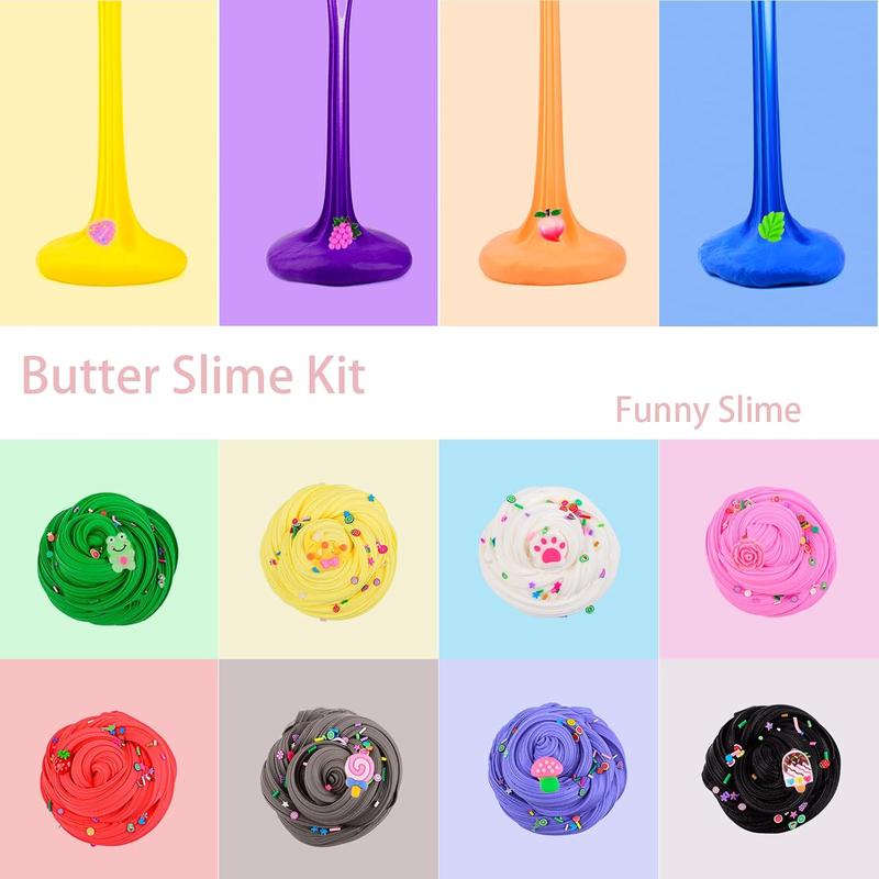 Slime Kit with 54 Pack Mini Butter Slime, Non-Sticky and Super Soft, for Girls 10-12, Fruit Slime Party Favors Kids, Birthday Gift, DIY Putty Toy Boys