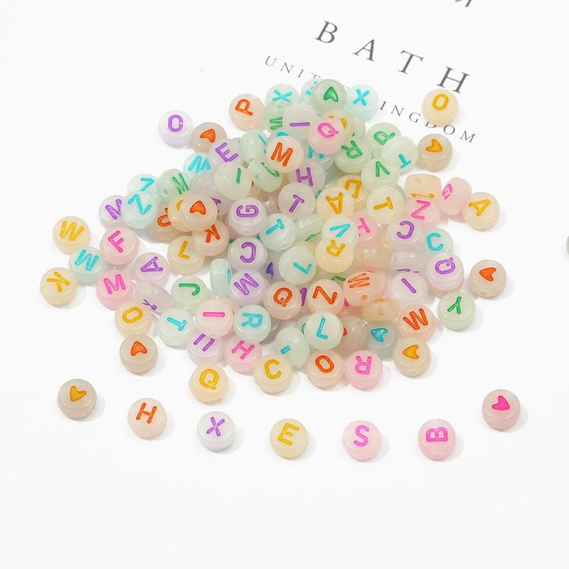 Luminous Letter Beads, 1000pcs set 4*7mm Glow in The Dark Beads, DIY Jewelry Accessories for Bracelet Necklace Earrings Pendant Making