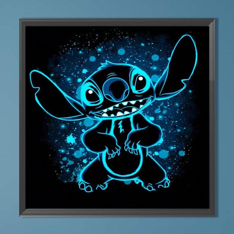 Stitch Pattern Diamond Arts Colorful Painting Kit without Frame, DIY 5D Diamond Arts Crafts for Bedroom Home Wall Decor