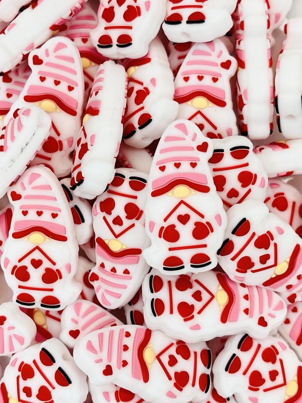 Valentine Gnome Silicone Focal Beads | Gnomes Beads | Colorful Bead | Valentine's Bead