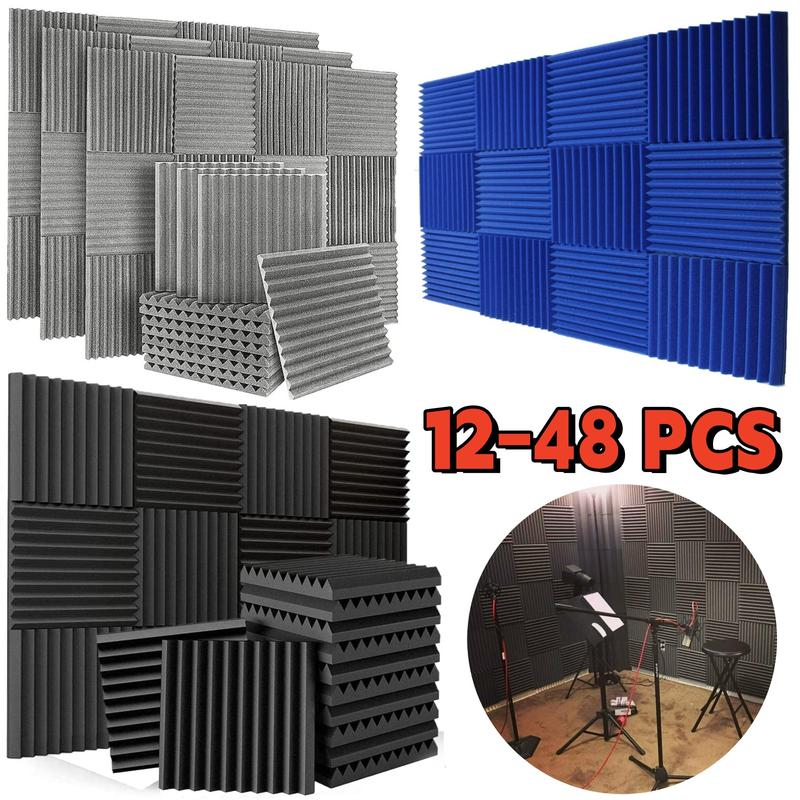 12-48PCS Noise Cancel Acoustic Foam Panel Wedge Foam Studio Soundproofing Wall Tiles Wall Panels Set For Reading Meeting Room Study Library Club Music