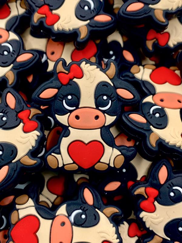 Love You Till The Cows Come Home Silicone Focal Beads | Cow Beads | Western Theme Beads