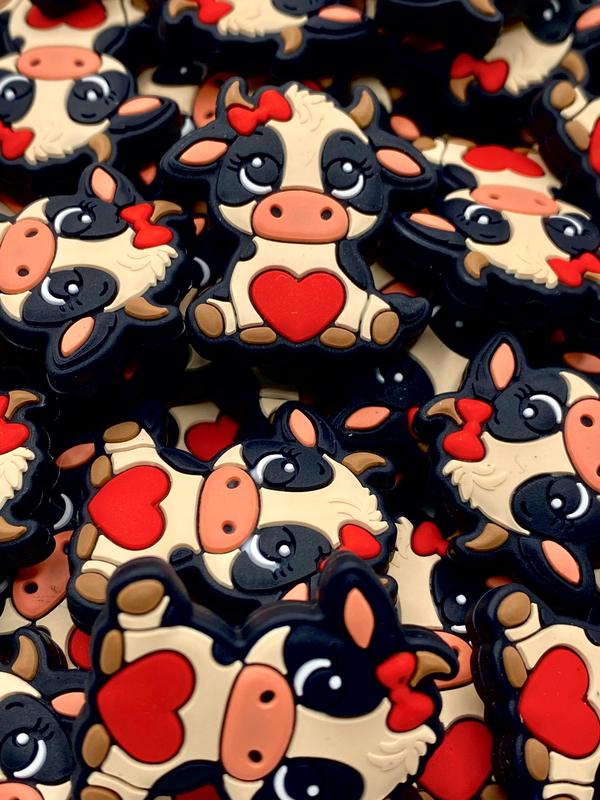 Love You Till The Cows Come Home Silicone Focal Beads | Cow Beads | Western Theme Beads