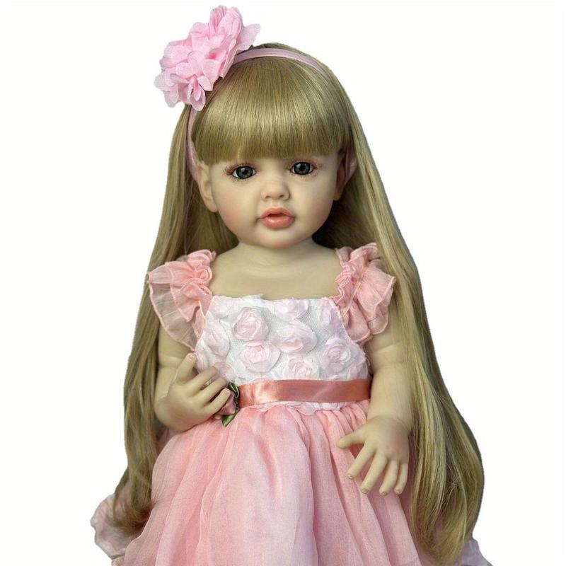 BZDOLL 55cm 22inch Reborn Baby Girl with Full Body Vinyl Lifelike Princess Toddler Newborn Doll Bebe Toy Lovely Gift for Kids Christmas, Halloween Gift