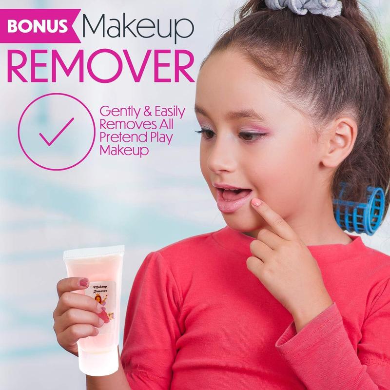 Kids Makeup Kit for Girl - Real, Non Toxic Makeup for Kids kit with Remover, Washable Toddler Makeup Kit - Princess Birthday Gift Pretend Play Makeup for Ages 3 4 5 6 7 8 9 10 Years Old