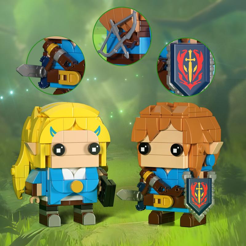 Classic Action Couple Figures Building Blocks Set Holding Sword and Shield, Ideal Christmas & Halloween Gifts and Collections for Kids and Fans (307 pcs)