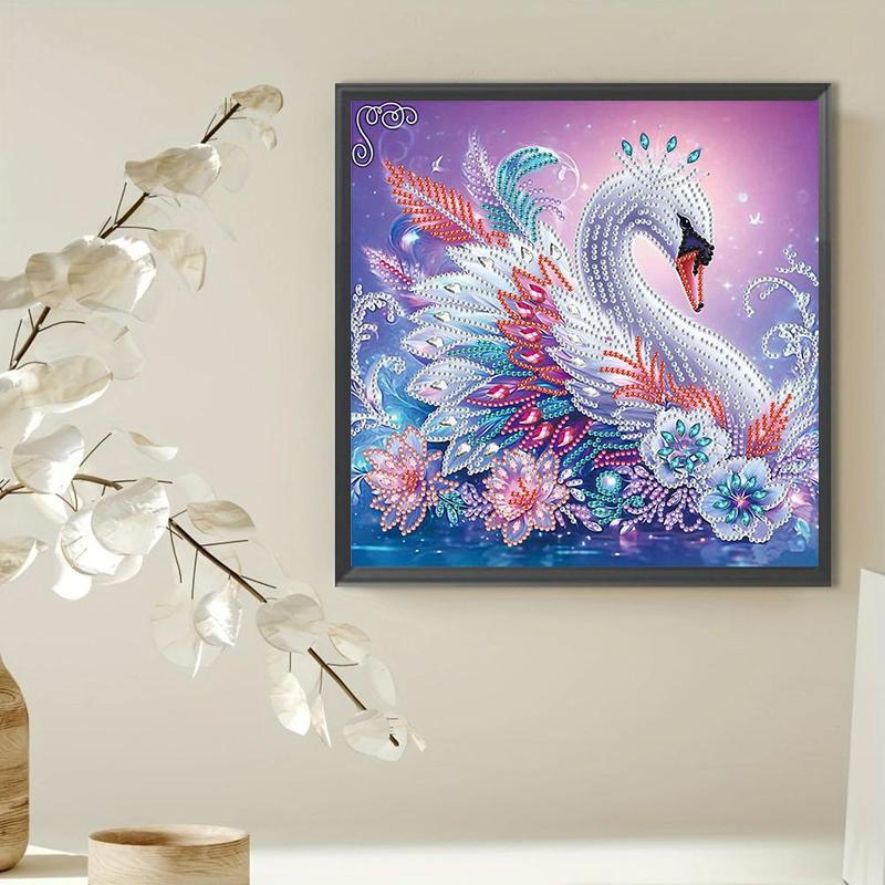 Swan Pattern DIY Diamond Arts Colorful Painting Kit without Frame, DIY 5D Diamond Arts Colorful Painting Kit, Wall Art Decor for Home Living Room Bedroom