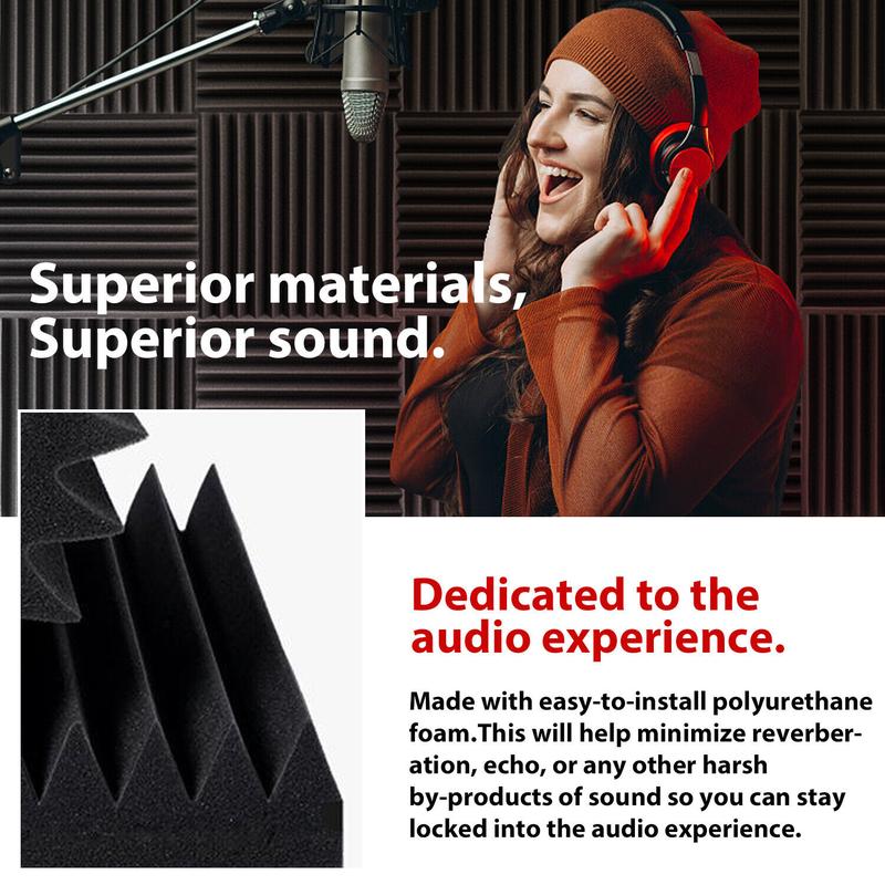 12-48PCS Noise Cancel Acoustic Foam Panel Wedge Foam Studio Soundproofing Wall Tiles Wall Panels Set For Reading Meeting Room Study Library Club Music