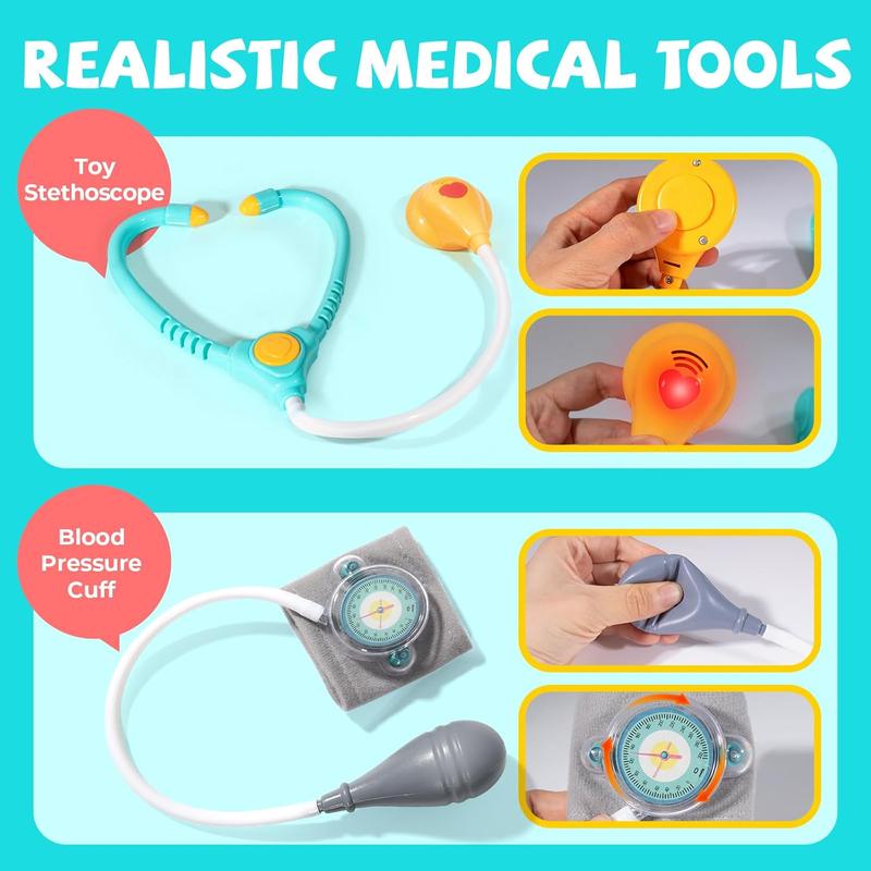 Pretend Play Doctor Kit - Preschool Medical Toys with Stethoscope,Carrying Bag-Realistic Dress Up Educational Toys for Kids Ages 3+ Years