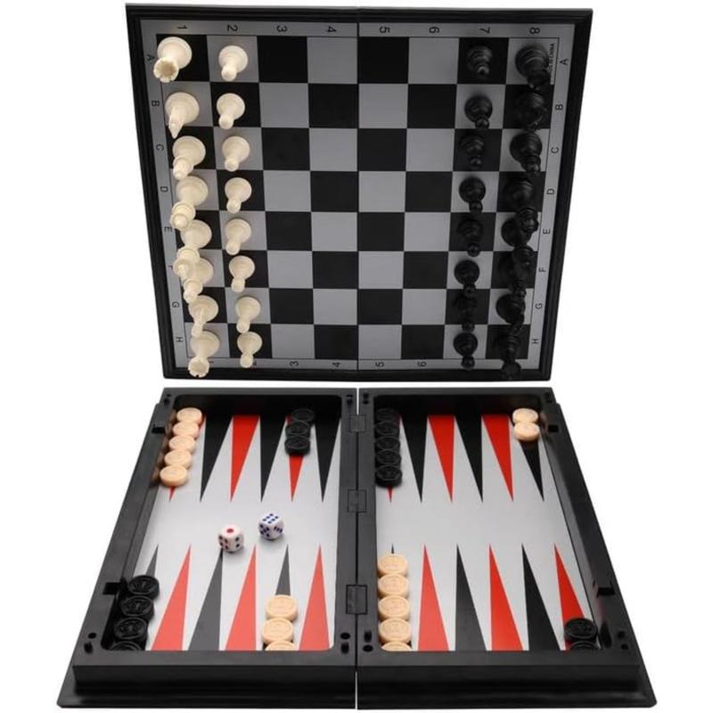 3 in 1 Chess Checkers Backgammon Set, Magnetic Chess Travel Magnet Chess with Folding Case, Christmas Gifts