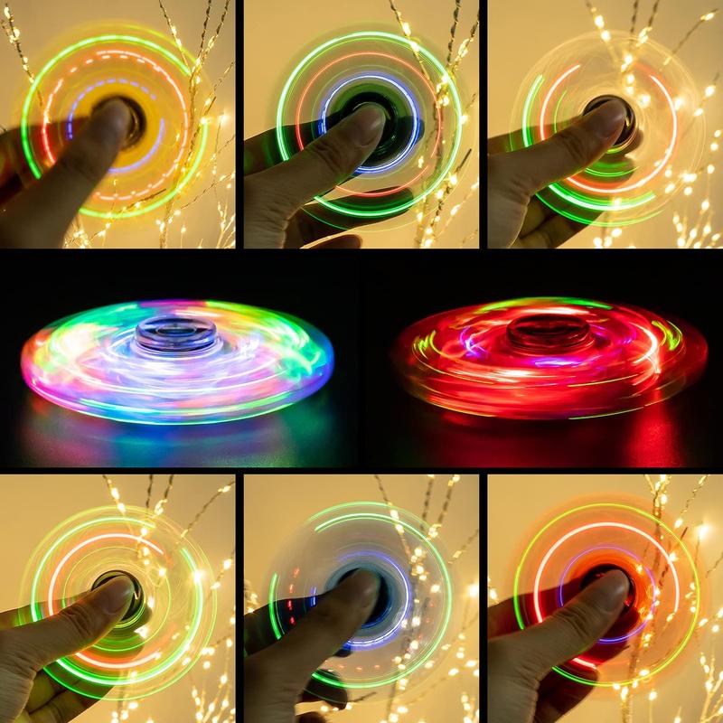 LED Light Up Fidget Spinner, 2 Counts set Colorful Hand Spinner, Stress Relief Toy, Party Favors, Birthday Gift, Classroom Reward, Christmas Gift