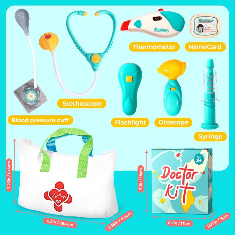 Pretend Play Doctor Kit - Preschool Medical Toys with Stethoscope,Carrying Bag-Realistic Dress Up Educational Toys for Kids Ages 3+ Years