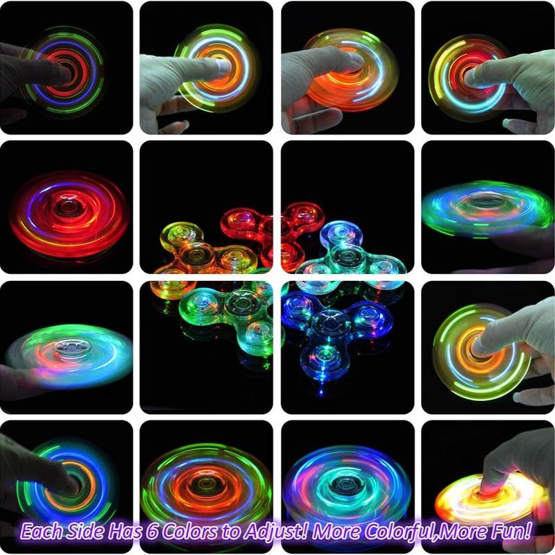 LED Light Up Fidget Spinner, 2 Counts set Colorful Hand Spinner, Stress Relief Toy, Party Favors, Birthday Gift, Classroom Reward, Christmas Gift